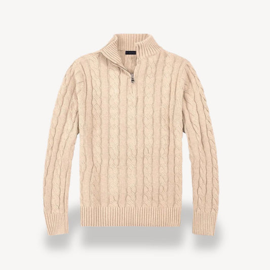 Zopfmuster-Pullover mit halbem Reißverschluss für Herren | Loravelle 0