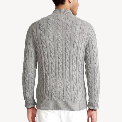 Zopfmuster-Pullover mit halbem Reißverschluss für Herren | Loravelle 2