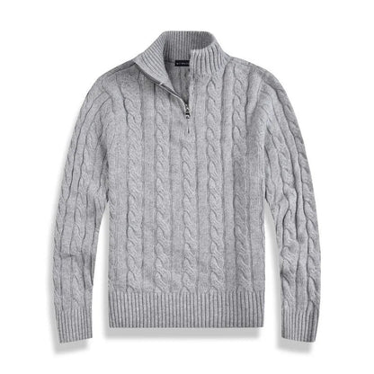 Zopfmusterpullover – Halb-Reißverschluss – Pullover – Viertel-Reißverschluss-Pullover – Herrenpullover-Chaps Herrenmode