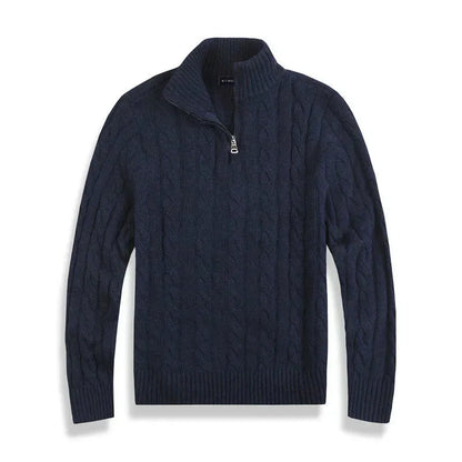 Zopfmusterpullover – Halb-Reißverschluss – Pullover – Viertel-Reißverschluss-Pullover – Herrenpullover-Chaps Herrenmode
