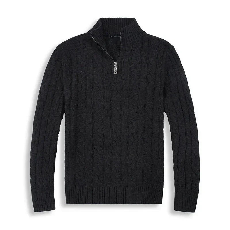 Zopfmusterpullover – Halb-Reißverschluss – Pullover – Viertel-Reißverschluss-Pullover – Herrenpullover-Chaps Herrenmode