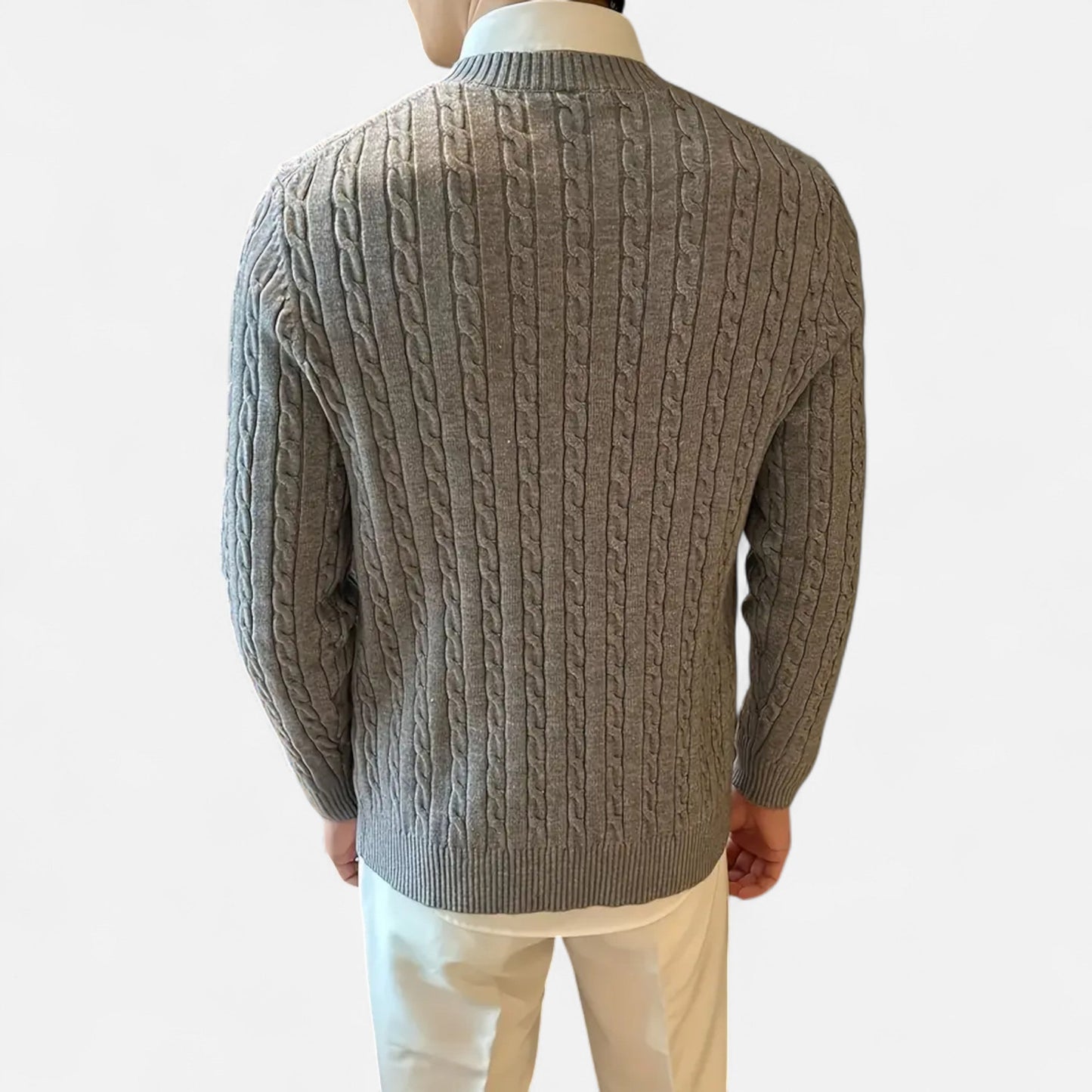 Zopfmusterpullover – Klassisch – Langarm – Strickpullover – Herrenpullover-Chaps Herrenmode