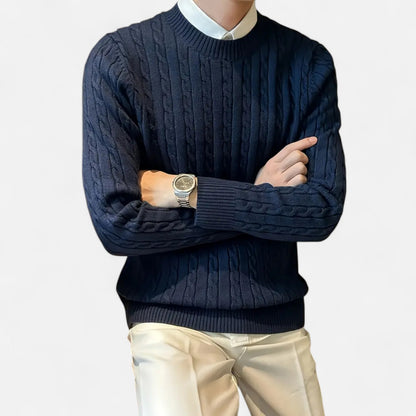 Herren Strickpullover Langarm Klassisch Zopfmuster - BerlinGlamour