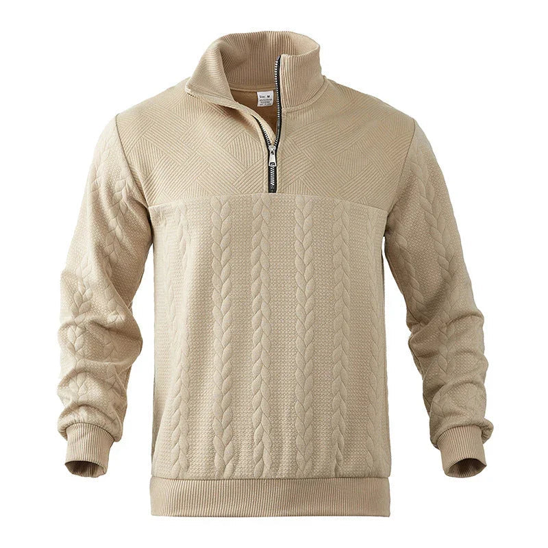 Zopfstrick Viertelreißverschluss Pullover für Herren 3