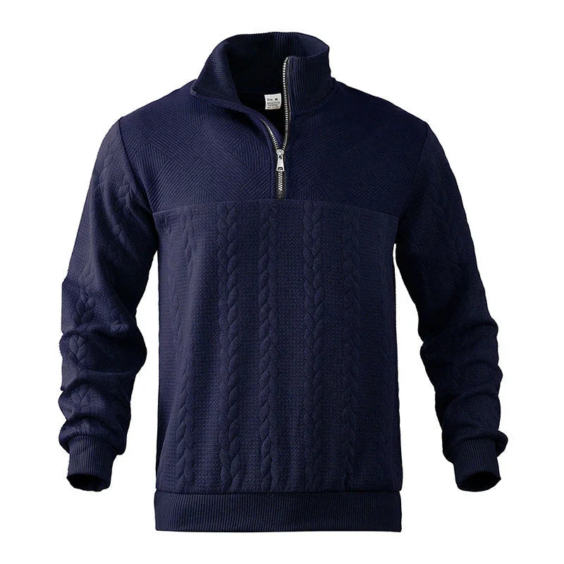Zopfstrick Viertelreißverschluss Pullover für Herren 6