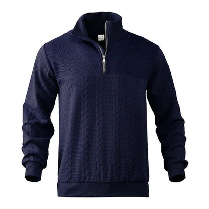Zopfstrick Viertelreißverschluss Pullover für Herren 6