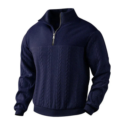 Zopfstrick Viertelreißverschluss Pullover für Herren 8