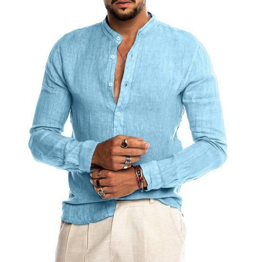 Herren Leinenhemd Bequem Leicht Sommer