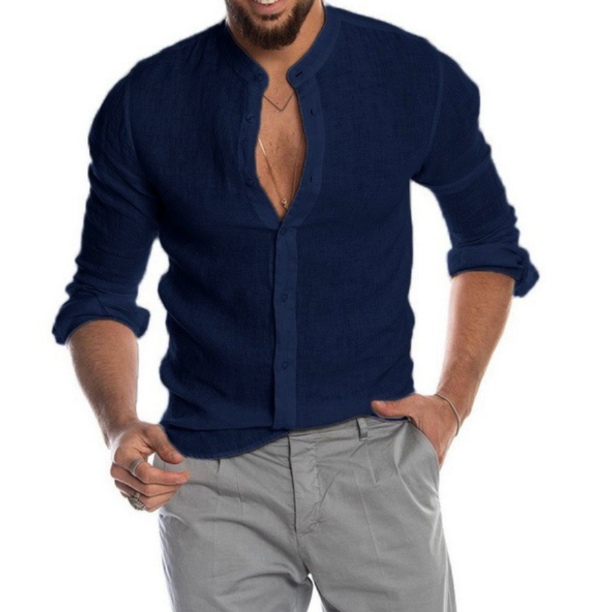 Herren Leinenhemd Bequem Leicht Sommer