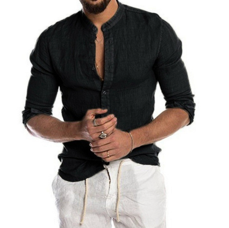 Herren Leinenhemd Bequem Leicht Sommer