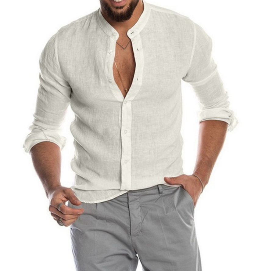 Herren Leinenhemd Bequem Leicht Sommer