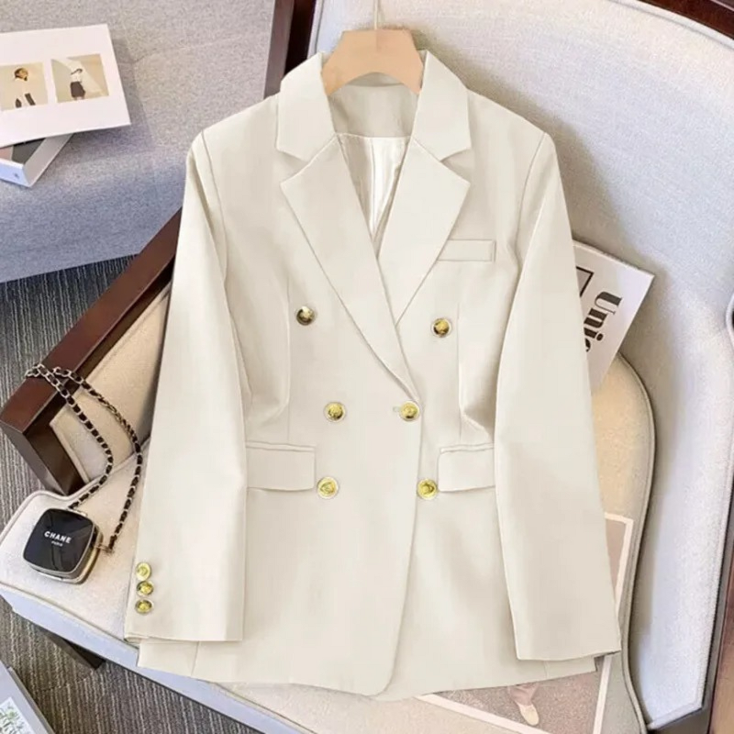 Herren Blazer Doppelreihe Goldknöpfe Elegent