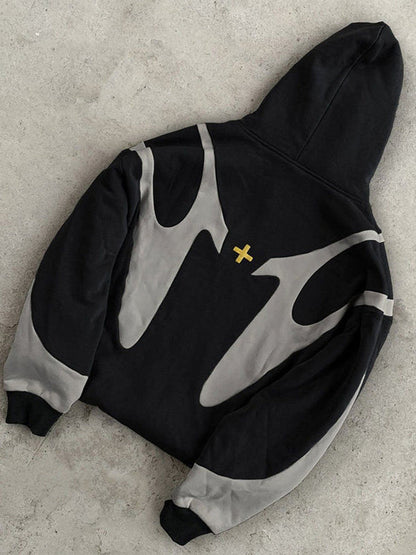 Kapuzenpullover Modern Reißverschluss Kontrast Design