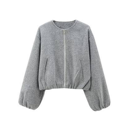 Damen Bomberjacke Elastisch Reißverschluss Modern