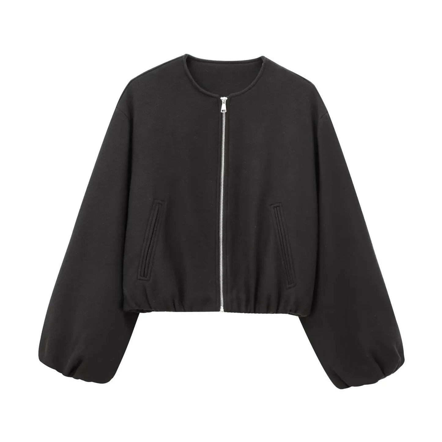 Damen Bomberjacke Elastisch Reißverschluss Modern