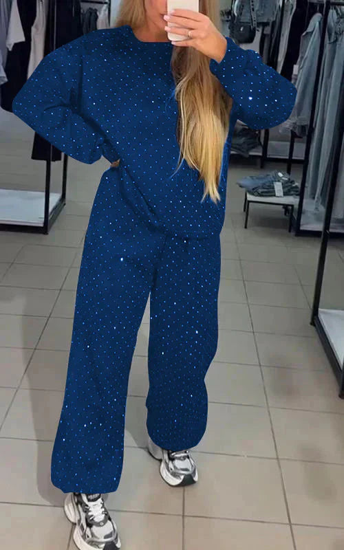 Bequemer Damen Jogginganzug Funkelnd Glitter