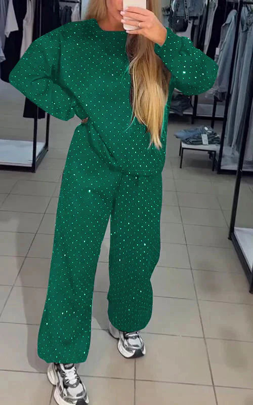 Bequemer Damen Jogginganzug Funkelnd Glitter