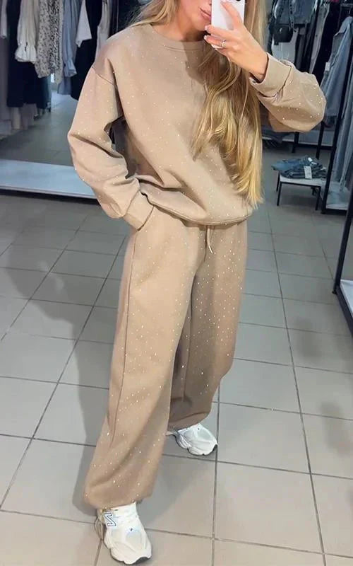 Bequemer Damen Jogginganzug Funkelnd Glitter