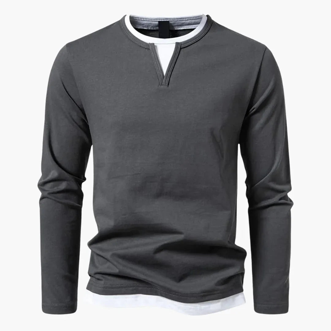 Zweilagiger Pullover mit Kragen für Herren 0