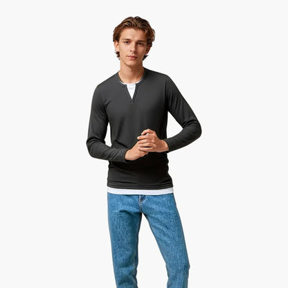Zweilagiger Pullover mit Kragen für Herren 1