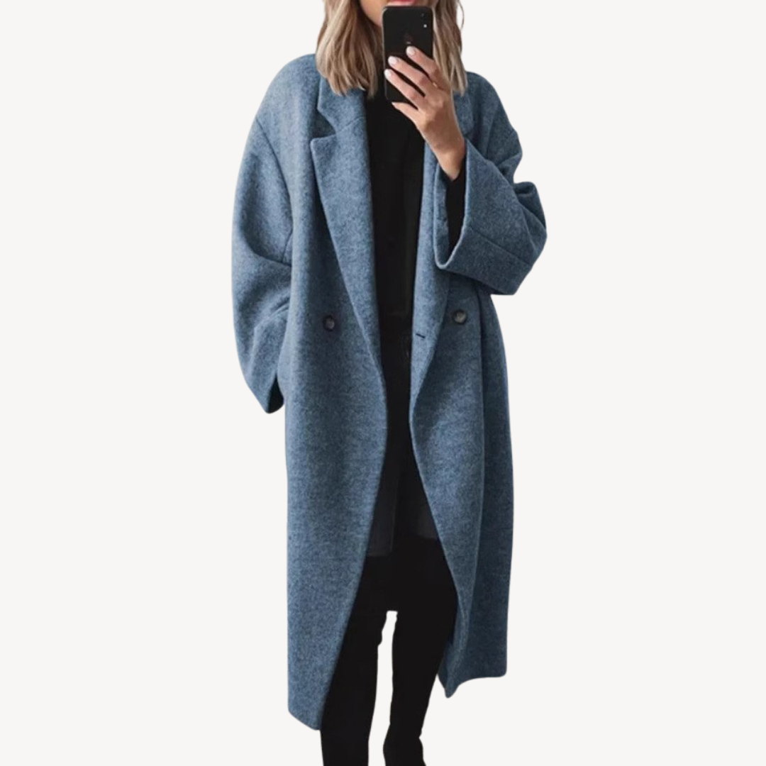 Zweireihiger Mantel aus Wollmischung für Damen | Loravelle 0