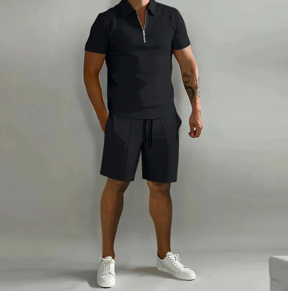 Herren Zweiteiler Kurzarm Poloshirt Shorts Set - BerlinGlamour