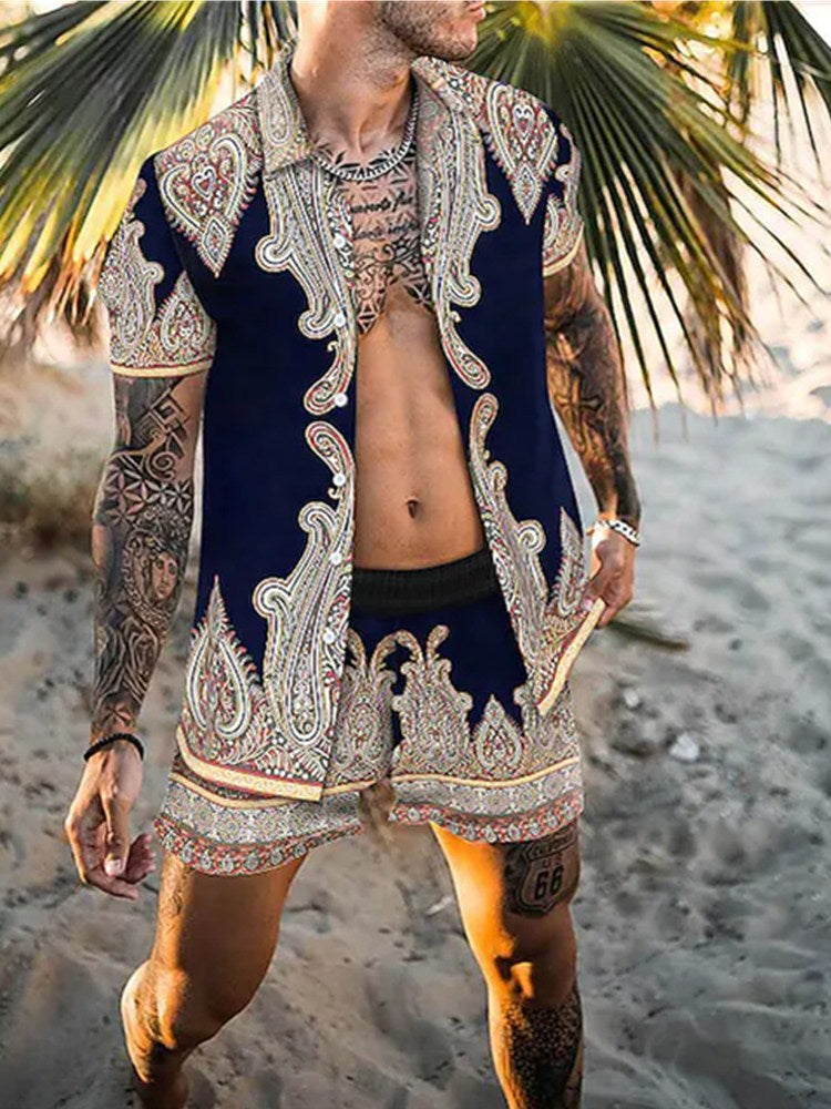 Kurzarm Hemd und Shorts Set Sommer Herren Zweiteiler - BerlinGlamour