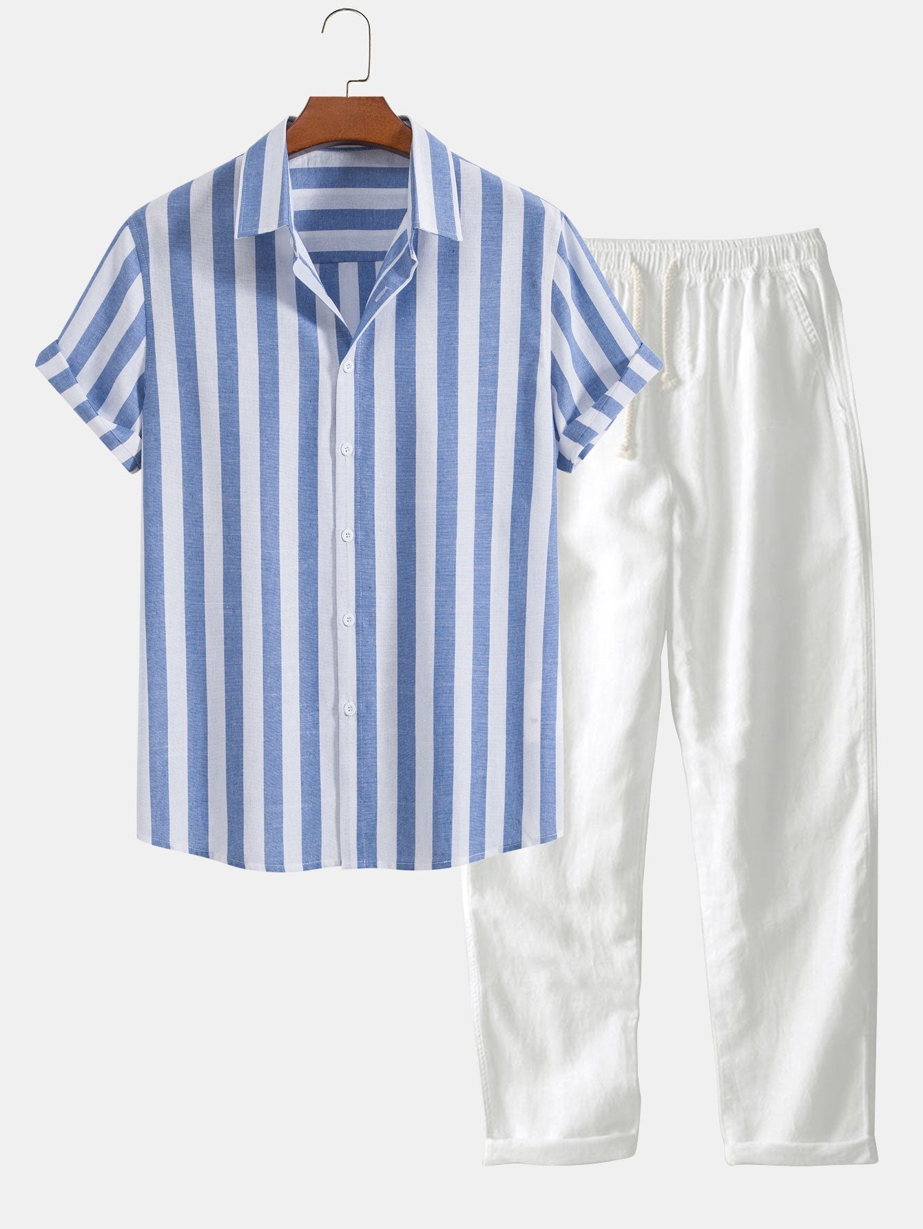 Leinen Hemd und Hose Set Kurzarm Sommer - BerlinGlamour