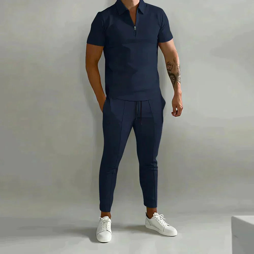 Herren Poloshirt Kurzarm Set Zweiteilig Modern - BerlinGlamour