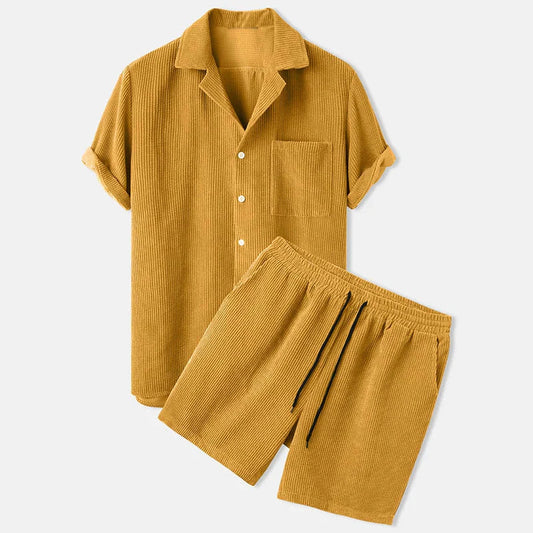 Herren Sommerkleid Kurzarm Cord Set - BerlinGlamour