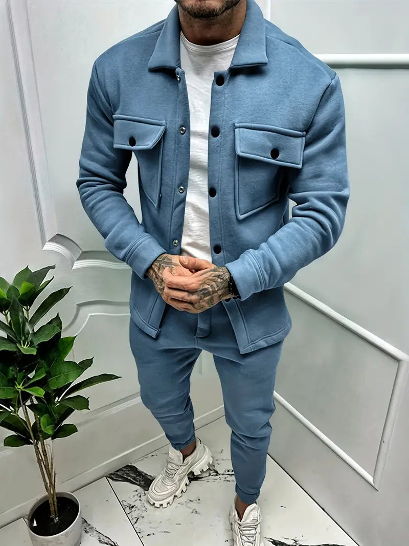 Herren Co-Ord Set Langarm Überhemd Zweiteilig Modern - BerlinGlamour