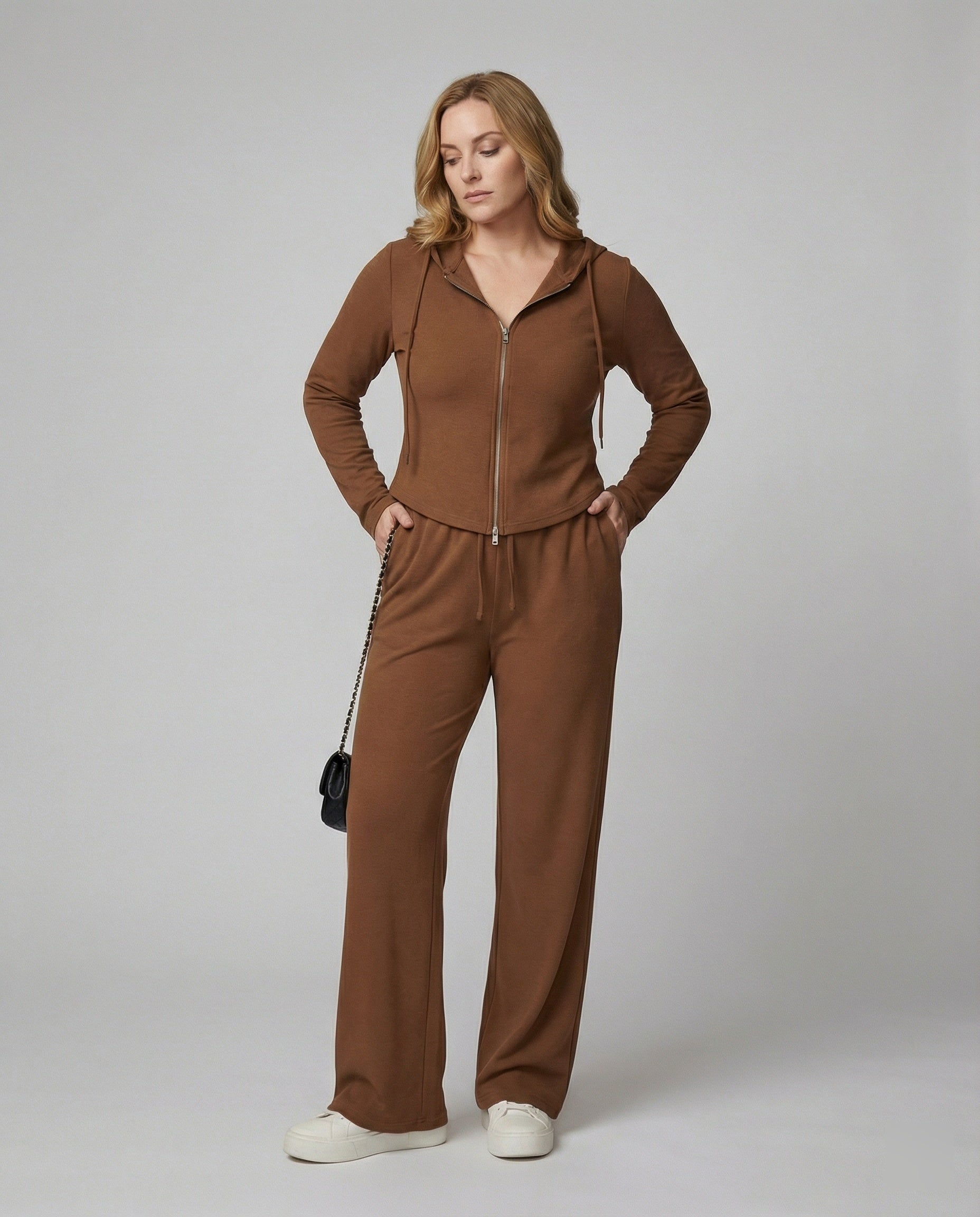 Damen Hausanzug Set Kapuzenpullover und Jogginghose Bequem - BerlinGlamour