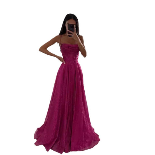 Kleid mit Trägern Damen Elegant Schwingend - BerlinGlamour