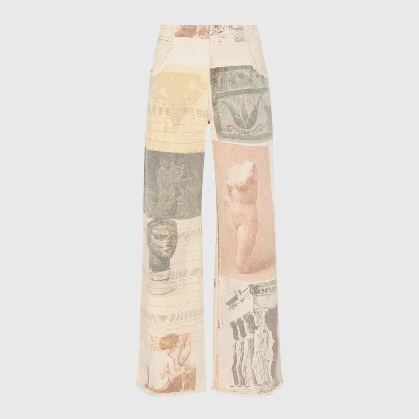 Damen Vintage-Jeans Hohe Taille Blumen-Print