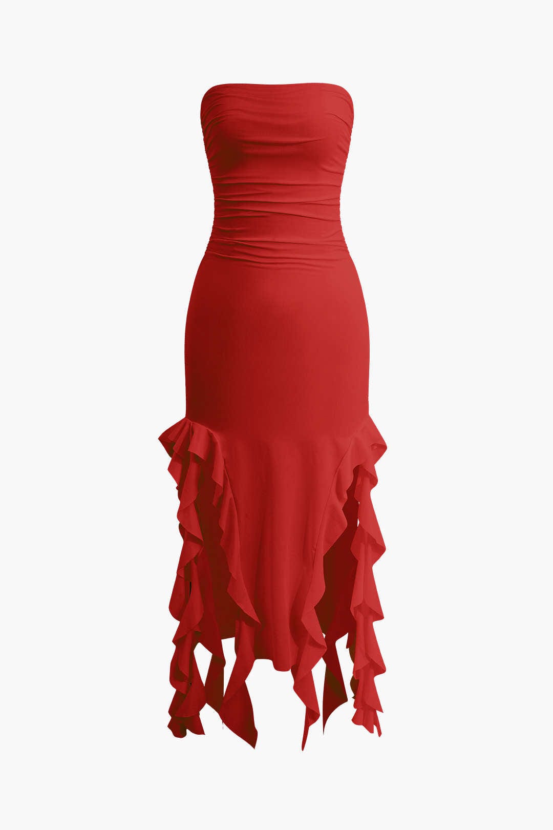 Elegantes Maxikleid mit Volant und Rüschen