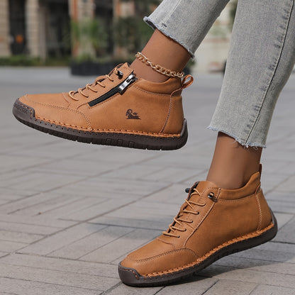 Damen Schnürschuhe Bequem mit Reißverschluss Komfort