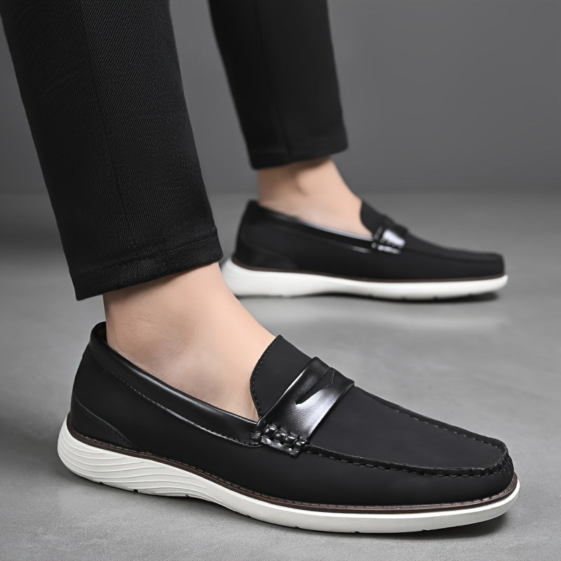 Elegante Herren Loafers Leder Schwarz Modern