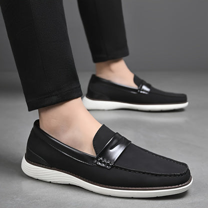Elegante Herren Loafers Leder Schwarz Modern