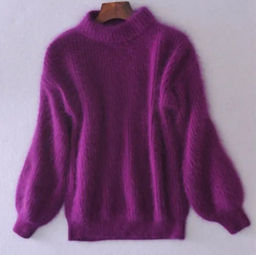 Weinlese Angora Pullover Soft Warm