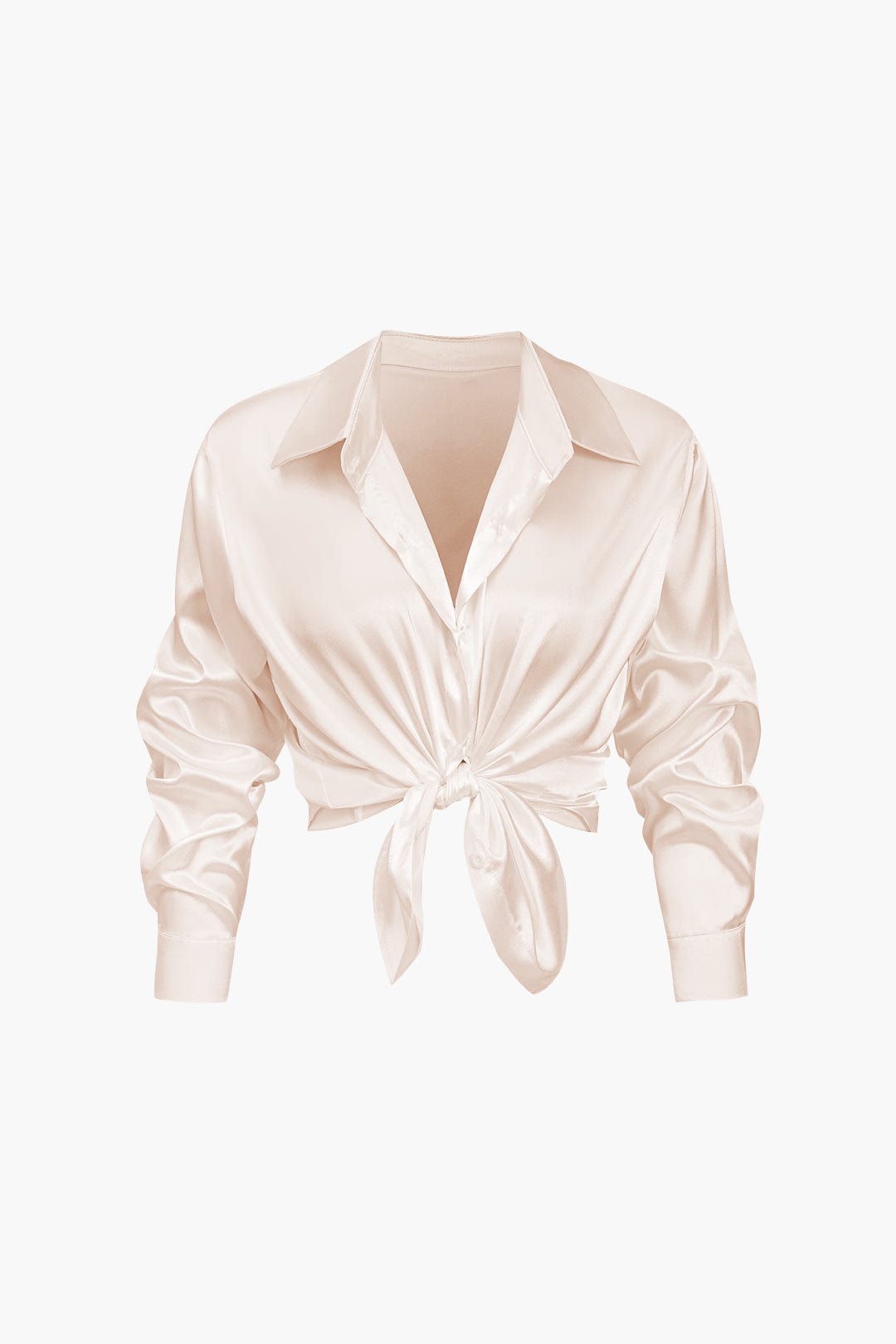 Elegante Bluse Langarm Seiden-Satin Damenbluse