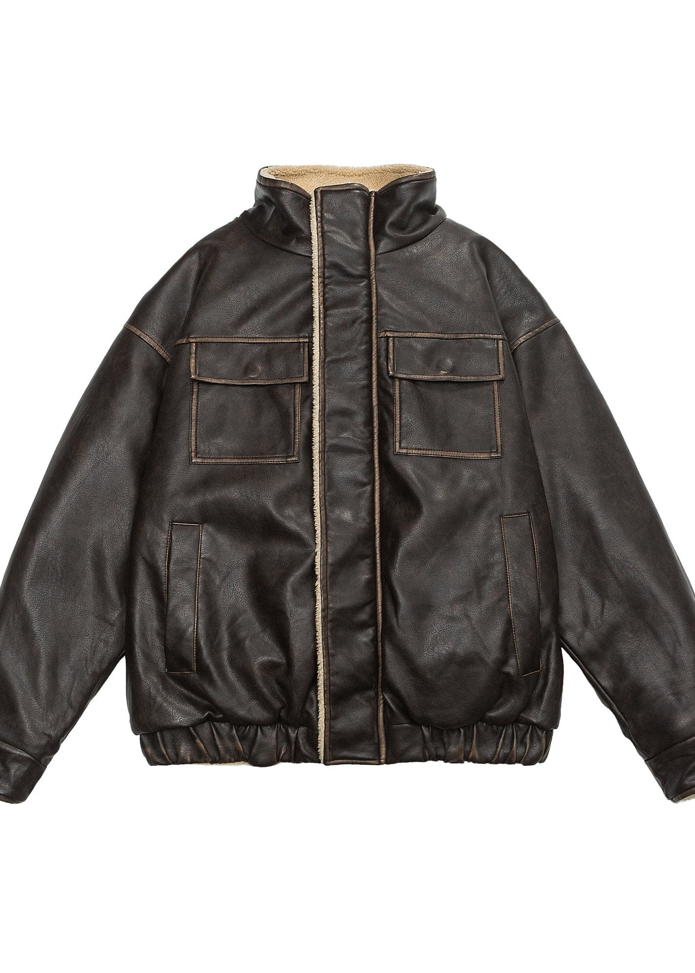 Lederjacke Lammfleece Gefüttert Unisex Stil