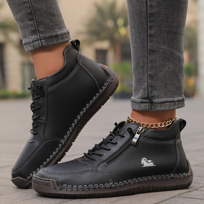 Damen Schnürschuhe Bequem mit Reißverschluss Komfort