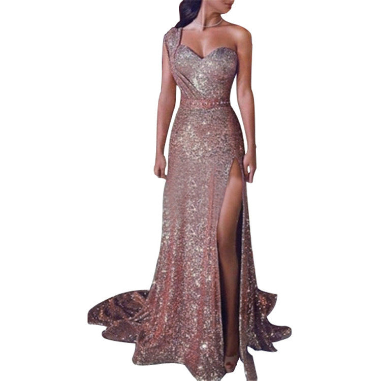 BerlinGlamour asymmetrisches ärmelloses Bronzing-Wickelkleid