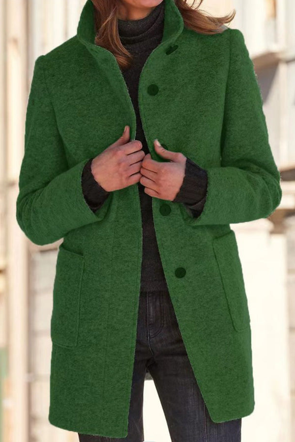 Elegante Wolljacke Stehkragen Unifarben