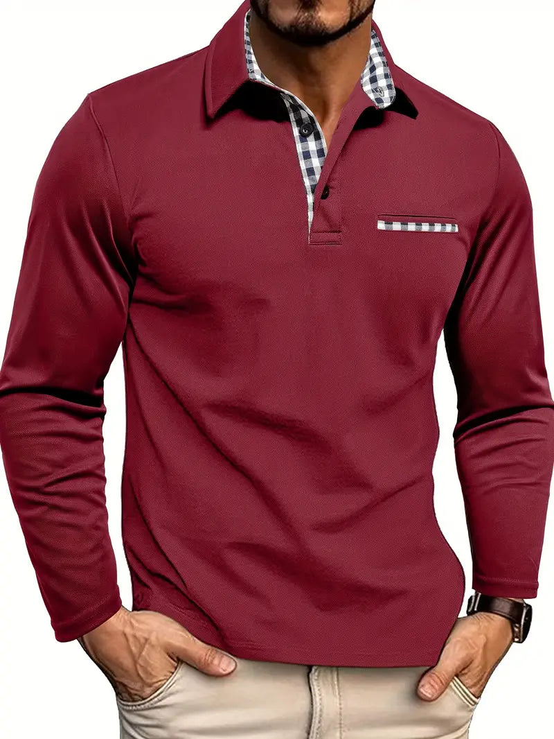 Herren Polo-Shirt Langarm Warm Winter