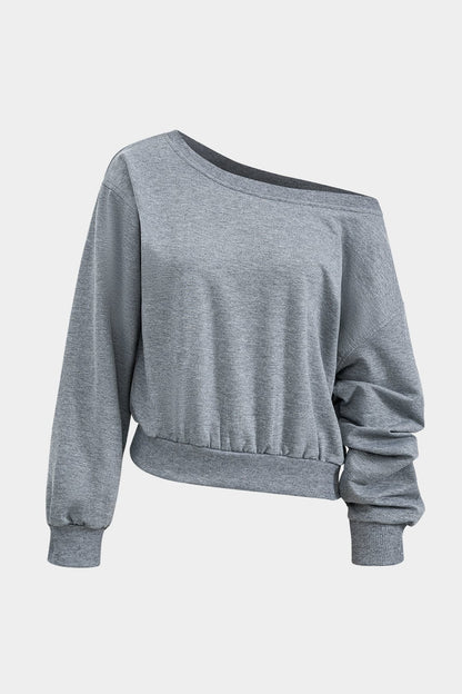 Trendiges Zweiteiler Set One Shoulder Sweatshirt Minirock Damen