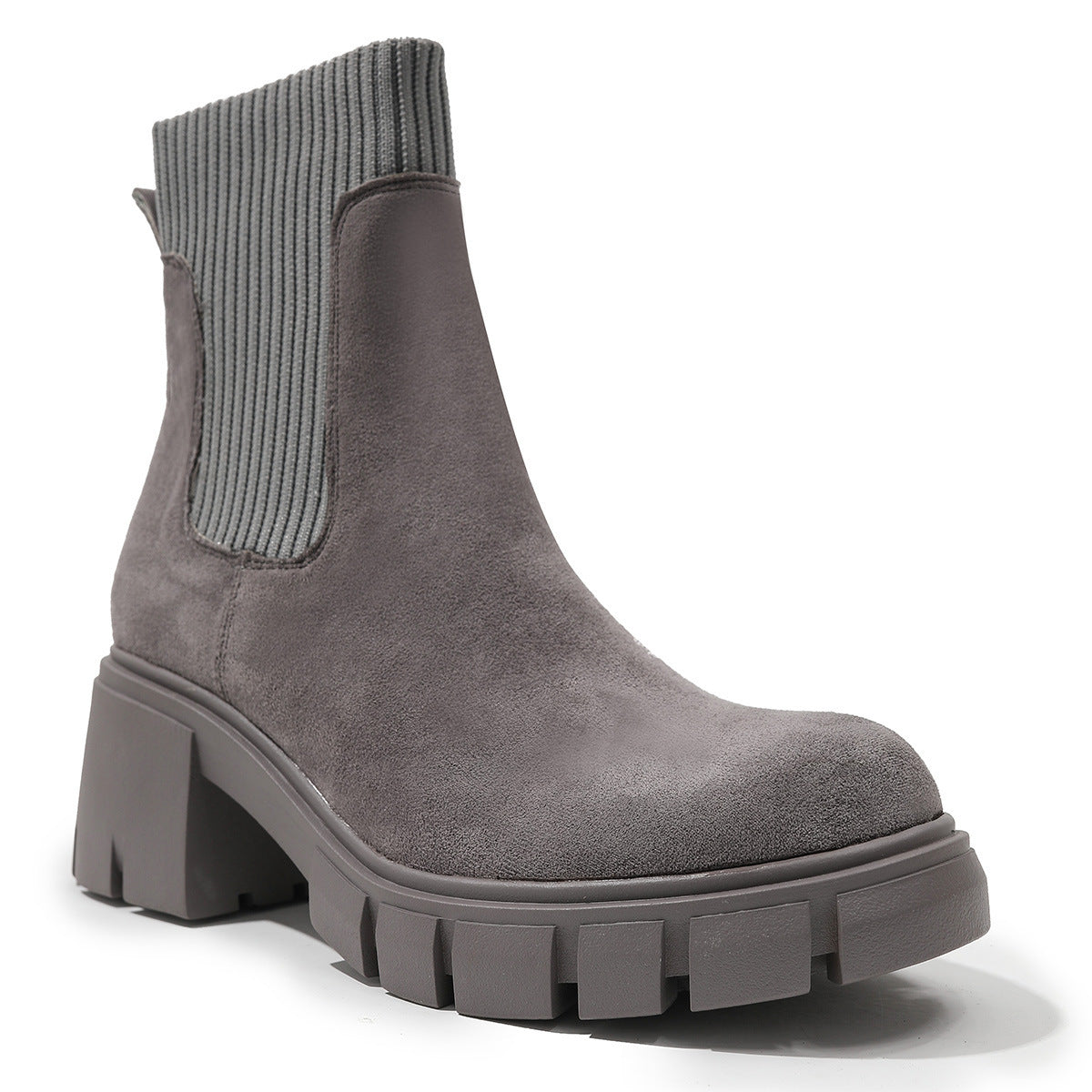 Damen Stiefelette Warme Winterstiefel Wildleder Braun