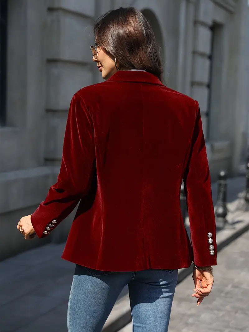 Damen Blazer Klassisch Ein-Knopf Verschluss Modern
