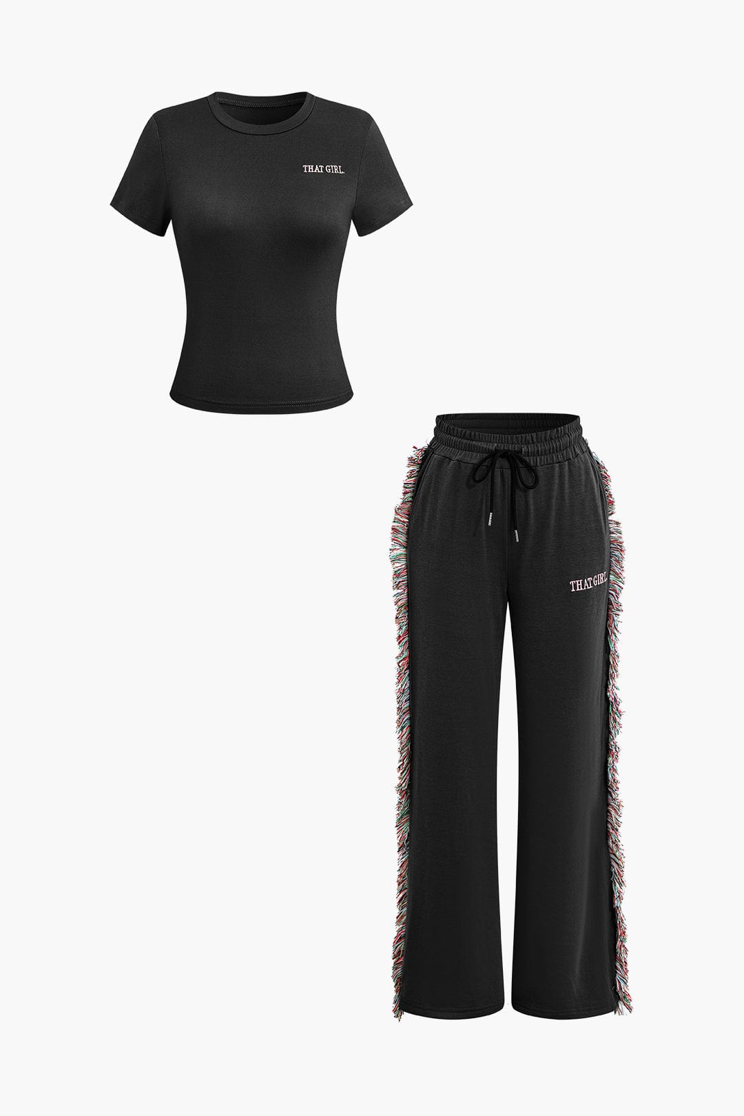 Jade Freizeit-Outfit mit Fransen-Design