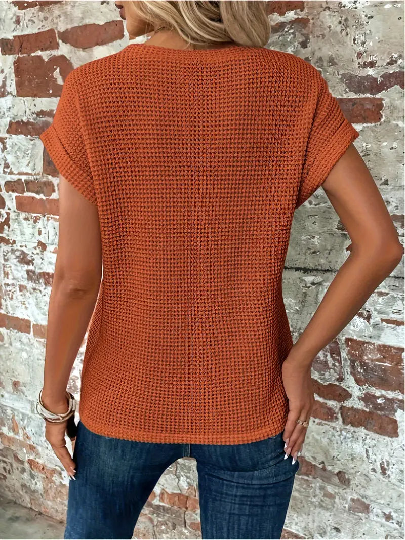 Geknotetes Damen Oberteil Gestrickt V-Ausschnitt